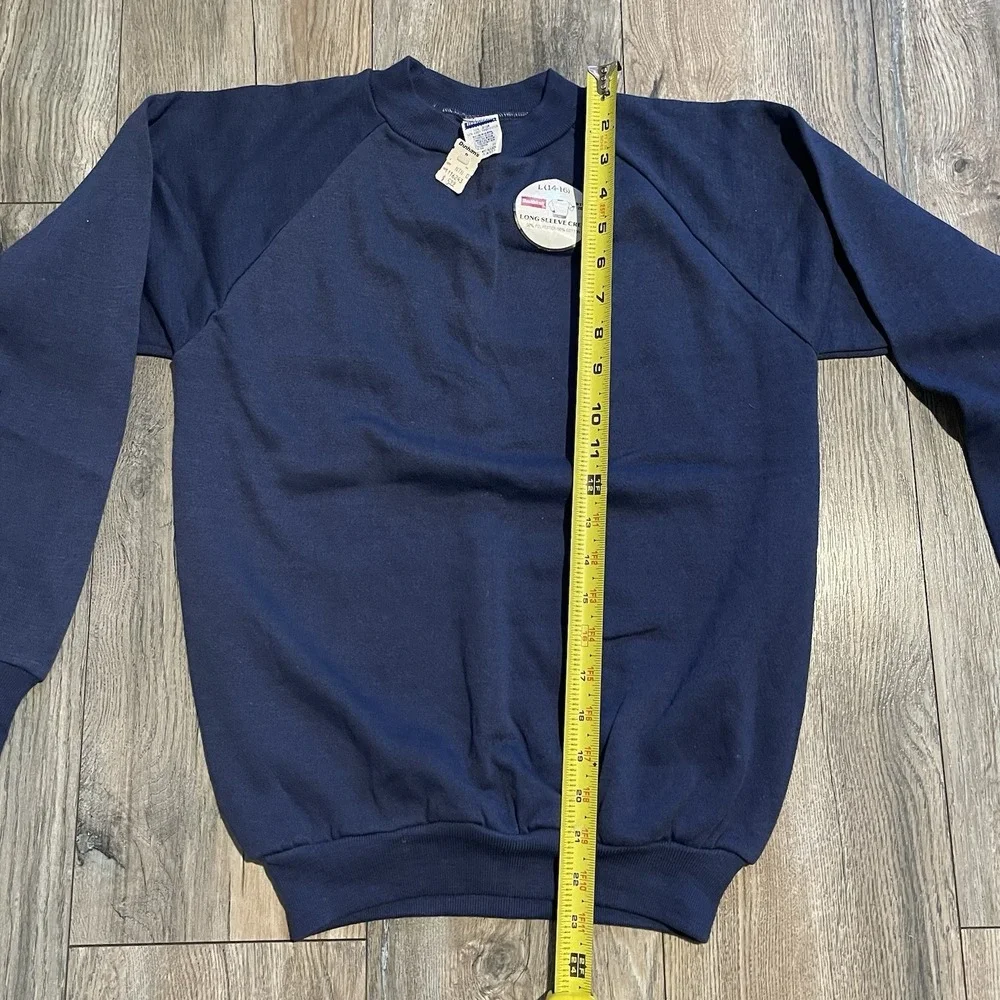 NOS Vintage 70s‎ 80s Healthknit Navy Pullover Crewneck Sweatshirt Youth Size L